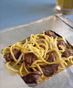 Spring Beef on Egg Noodles